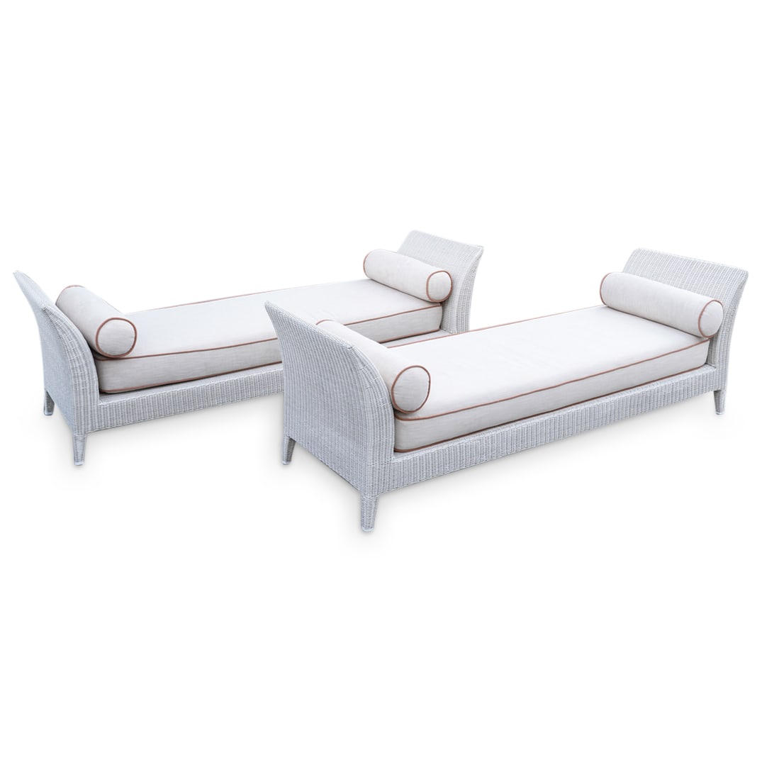 McGuire Rattan Patio Benches (1 of 6)