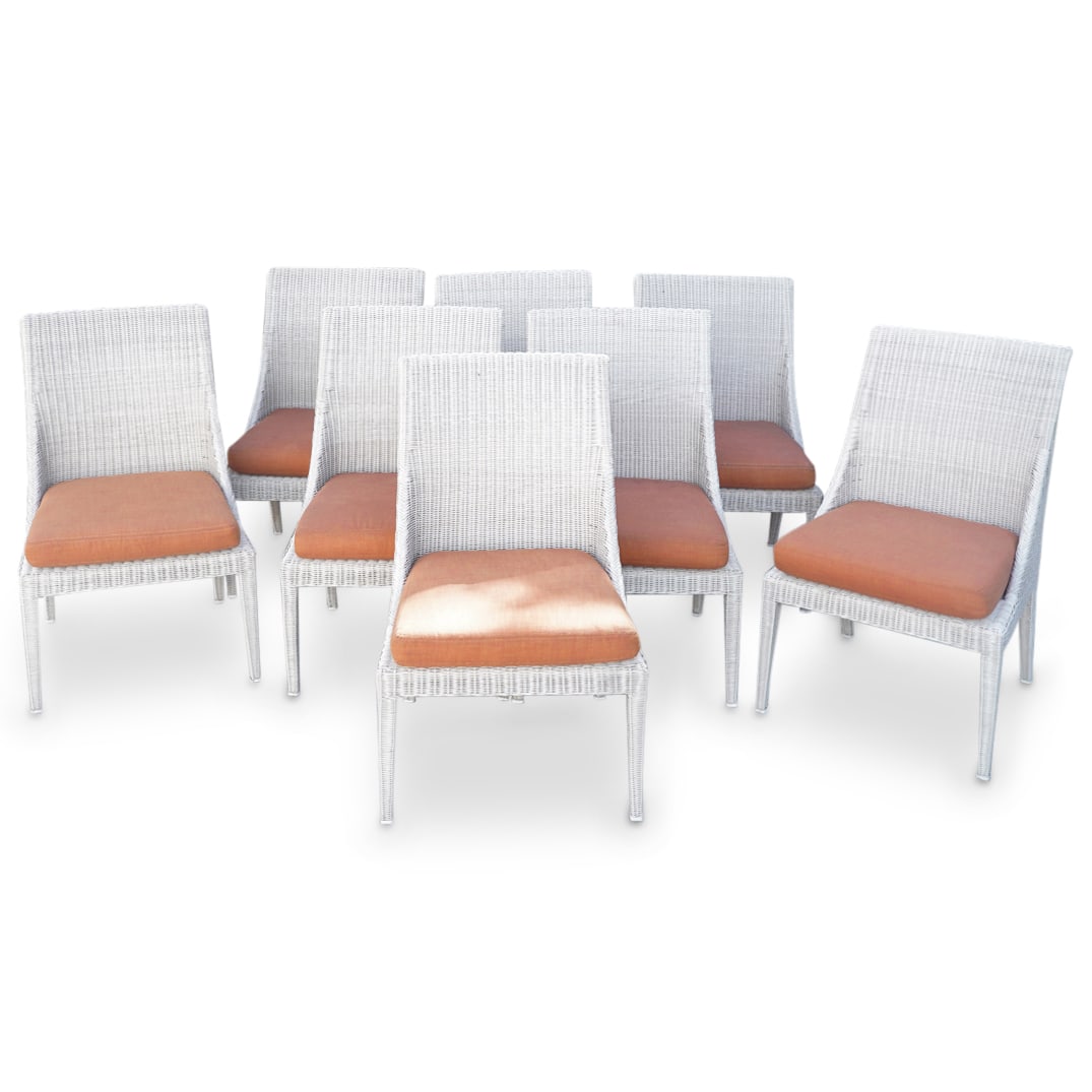 (8Pc) Modern McGuire Rattan Patio Chairs (1 of 9)