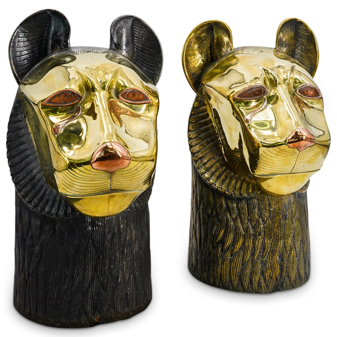Pair of Enrique Garcel Two Tone Bronze Lion Busts (1 of 12)