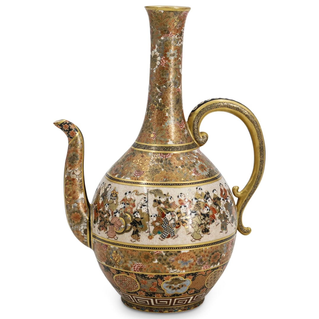 Antique Japanese Meiji Satsuma Shizan Porcelain Ewer (1 of 7)
