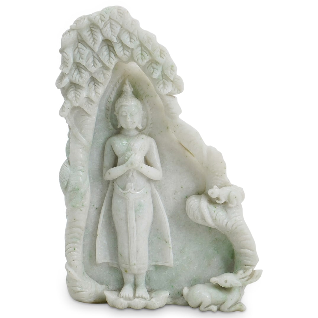 Natural White Jade Buddhist Carving (1 of 6)
