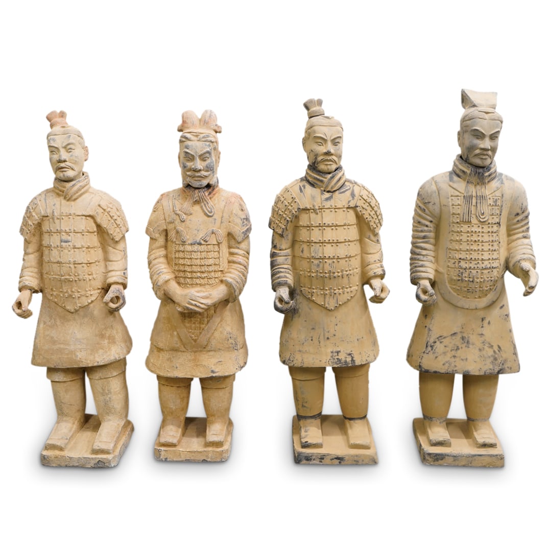 (4 Pc) Large Chinese Terracotta Warriors (1 of 10)