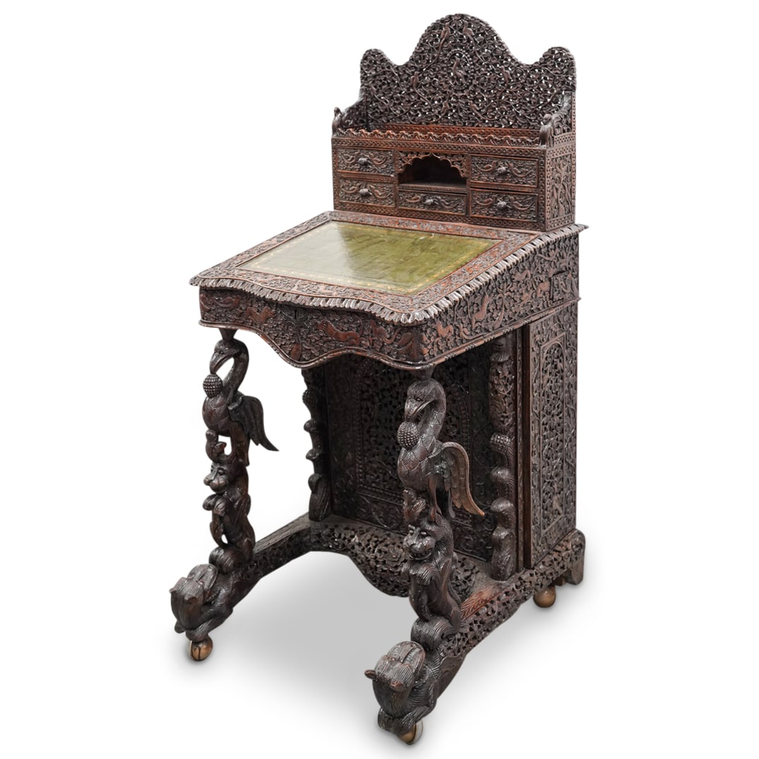 19th Cent. Davenport Burmese Carved Desk (1 of 13)