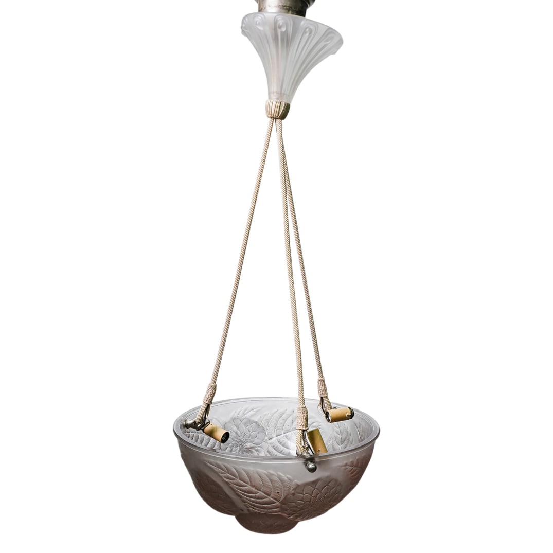 Rene Lalique "Dahlias" Dome Glass Chandelier (1 of 8)