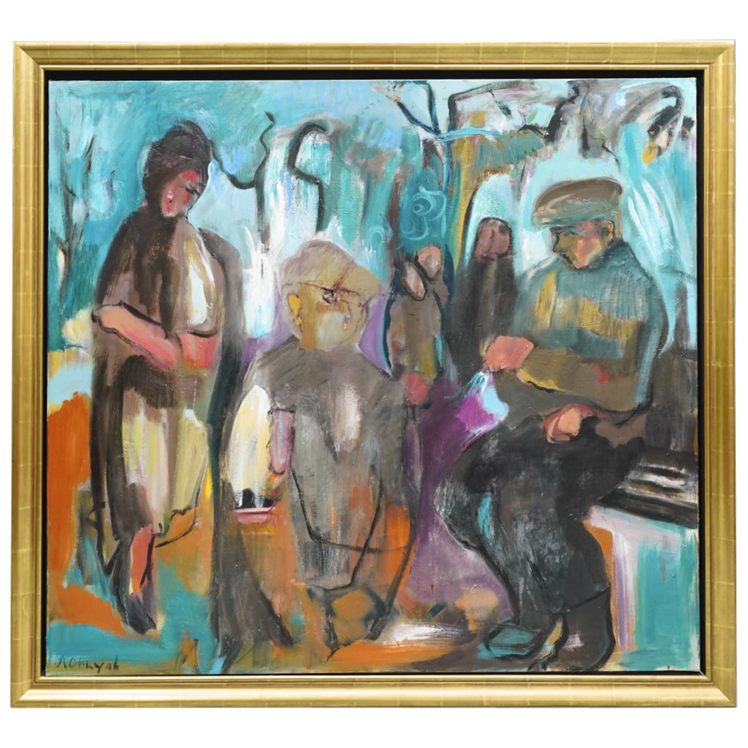 Jennifer Hornyak (B. 1940) "Les Gens Qui Passent" Oil On Canvas Painting (1 of 7)