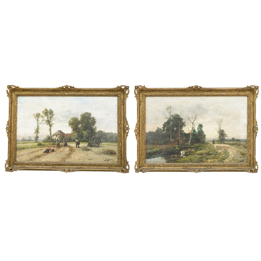 Pair Ferdinand De Prins (Belgian, 1859-1908) Oil On Canvas Landscape Paintings (1 of 12)