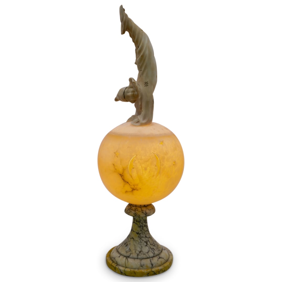 Art Deco Pierrot Acrobat Alabaster And Marble Lamp (1 of 12)