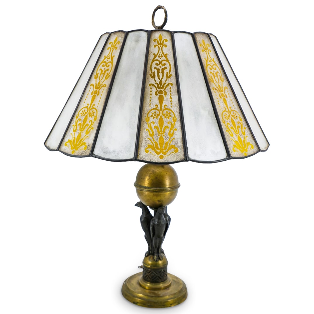 Handel Gilt Bronze Eagle And Etched Glass Table Lamp (1 of 9)