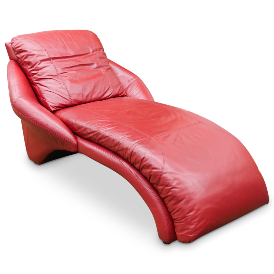 Modern Red Leather Lounge (1 of 6)