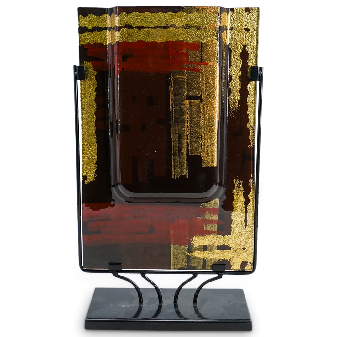Cleto Munari (Italian, B. 1930) Gold Foil Abstract Vase In Base (1 of 7)