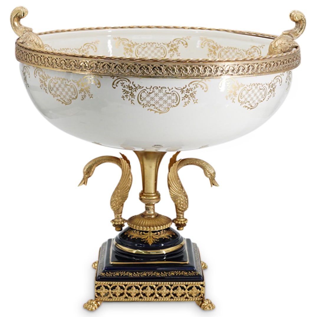 Limoges Cobalt & Gilt Swan Porcelain Centerpiece (1 of 11)
