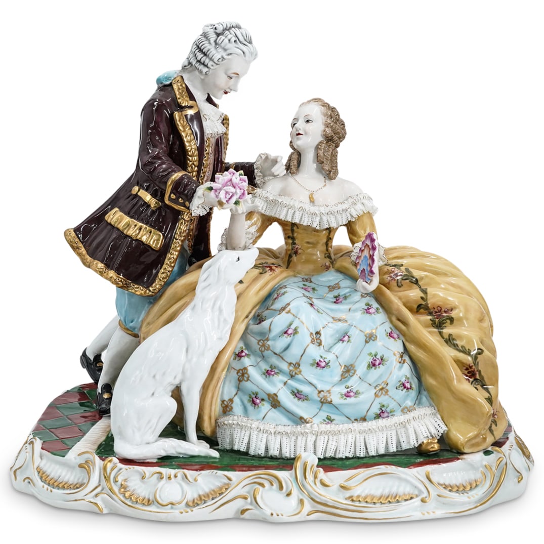 Dresden Courting Couple Porcelain Figural Grouping (1 of 7)