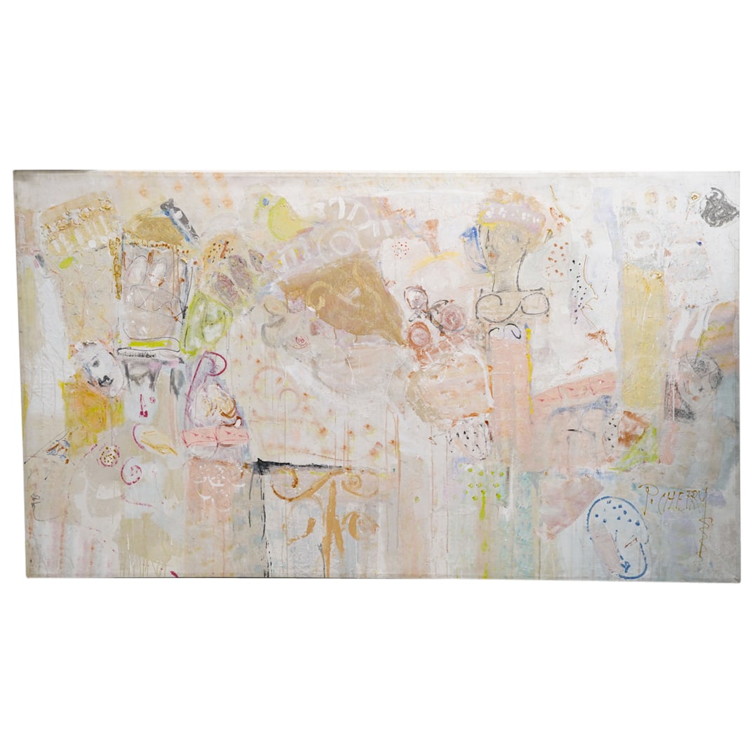 P. Cherry (American)Monumental Oil on Canvas Painting (1 of 8)