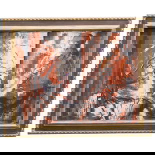 Henri Masson (Canadian, 1907-1996) Oil On Canvas Painting: DESCRIPTION: Oil on canvas painting by Henri Masson (Canadian, 1907-1996) depicting two figures playing musical instruments. Signed and dated at lower right. CIRCA: 1965 ORIGIN: Canadian DIMENSIONS: (