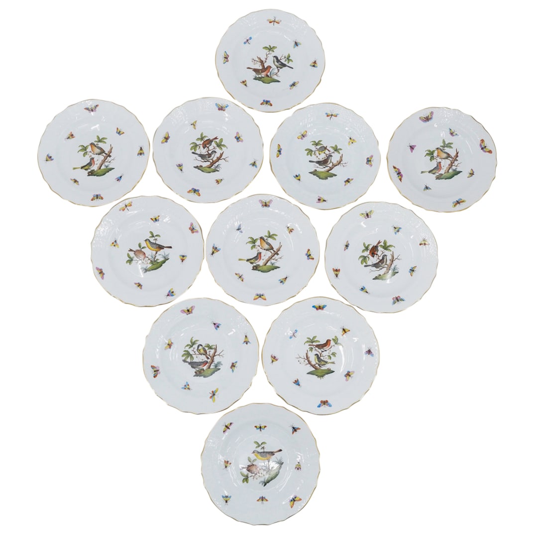 (11 Pc) Herend Porcelain "Rothschild Bird" Salad Plates (1 of 6)