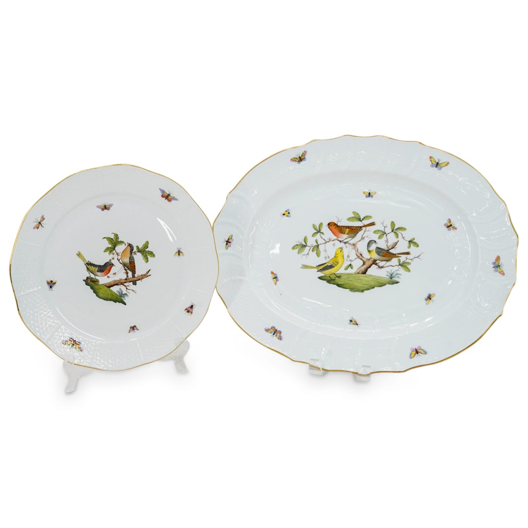 (2 Pc) Herend Porcelain "Rothschild Bird" Serving Platters (1 of 12)