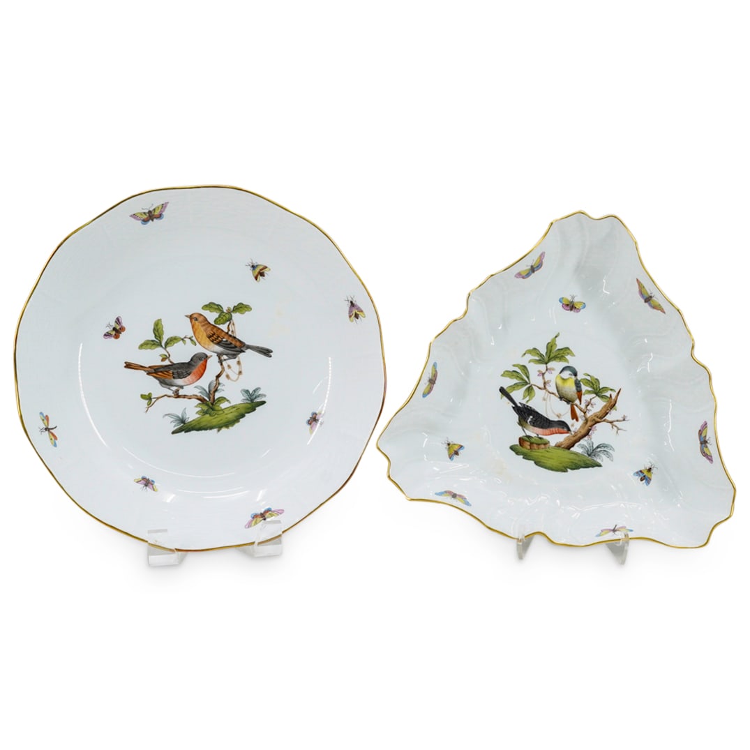 (2 Pc) Herend Porcelain "Rothschild Bird" Serving Bowls Set (1 of 12)