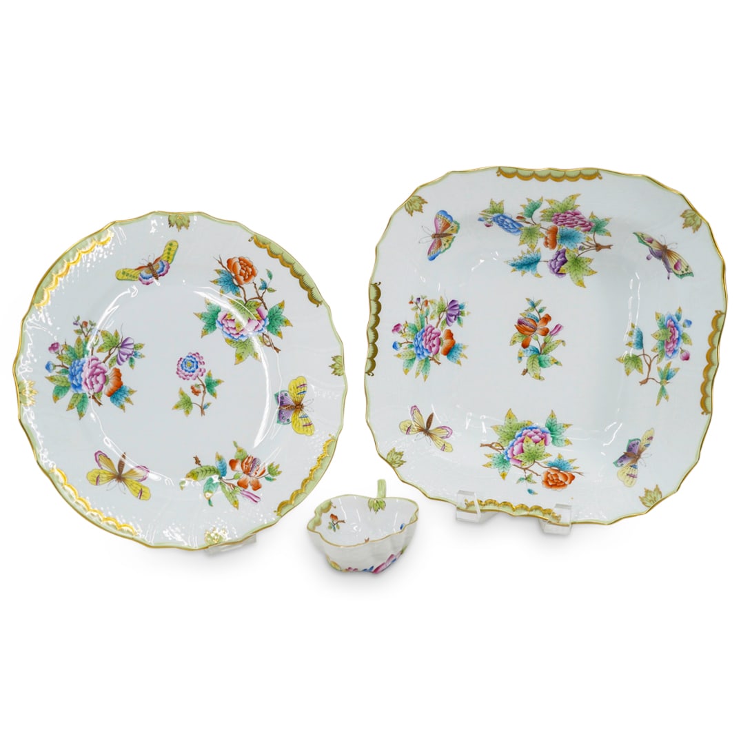 (3 Pc) Herend Porcelain "Queen Victoria" Serving Bowls Set (1 of 14)