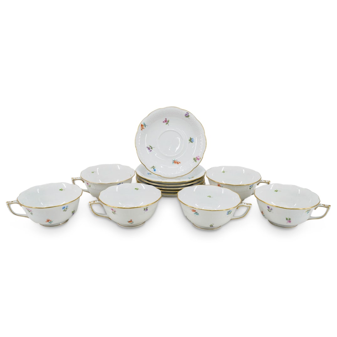 (12 Pc) Herend Porcelain "Kimberly" Tea Cups & Saucers Set (1 of 11)
