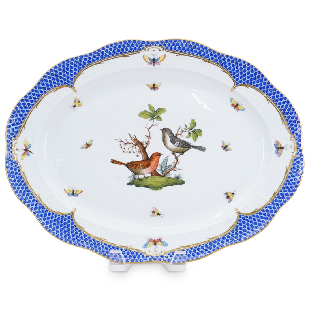 Herend "Rothschild Bird Blue Border" Oval Serving Platter (1 of 4)