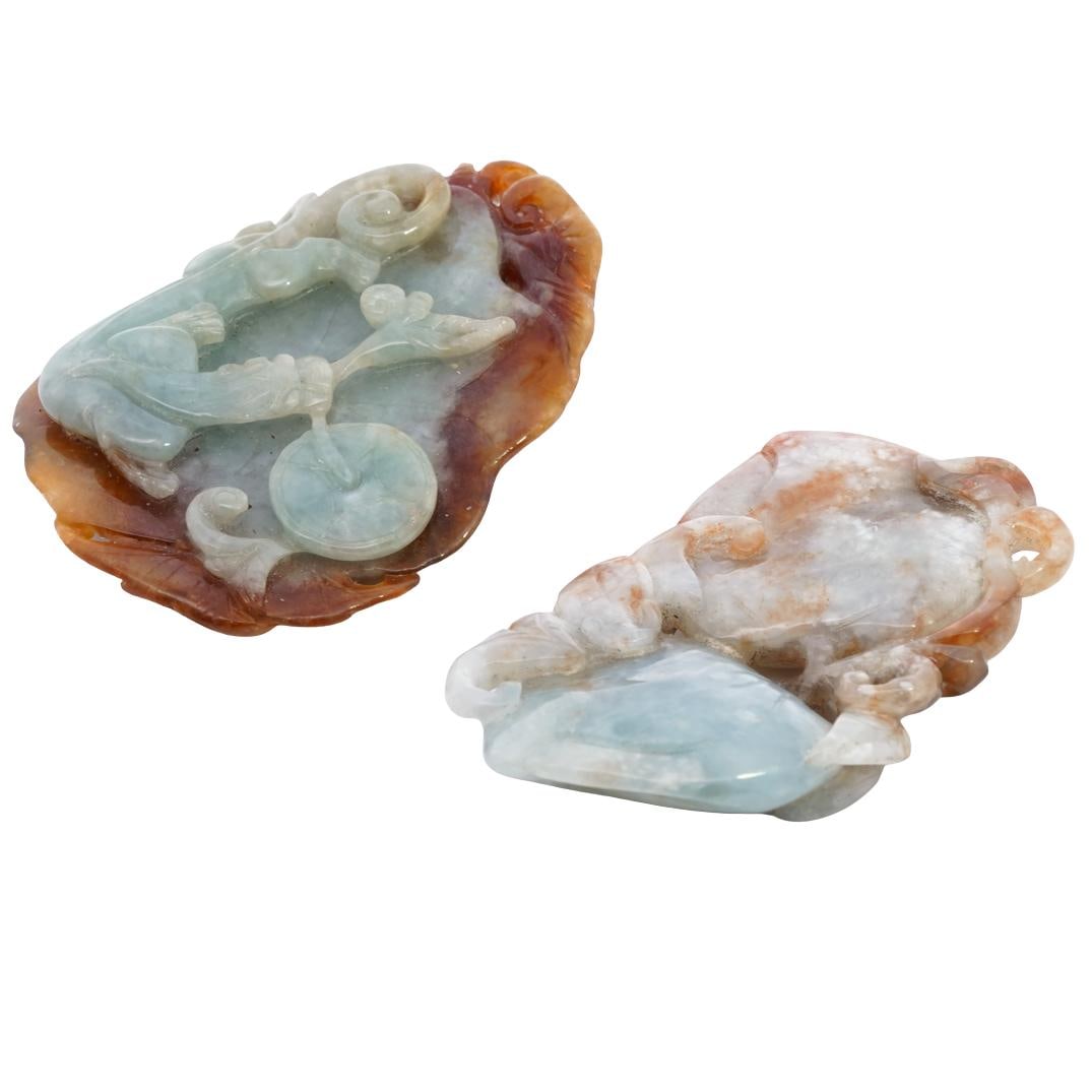(2 Pc) Chinese Carved Jade Pendants (1 of 5)