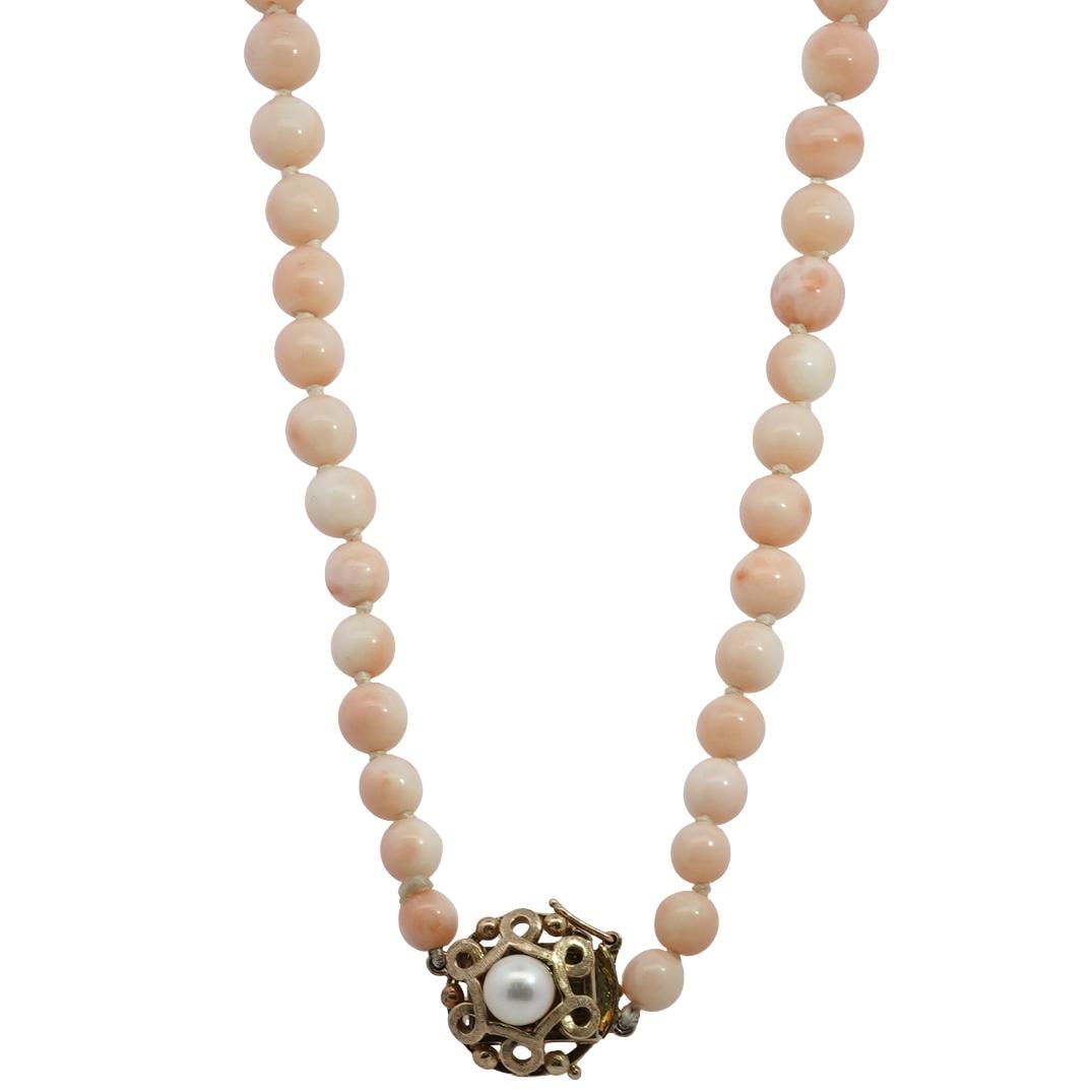18K And Salmon Skin Coral Graduated Bead Necklace (1 of 3)