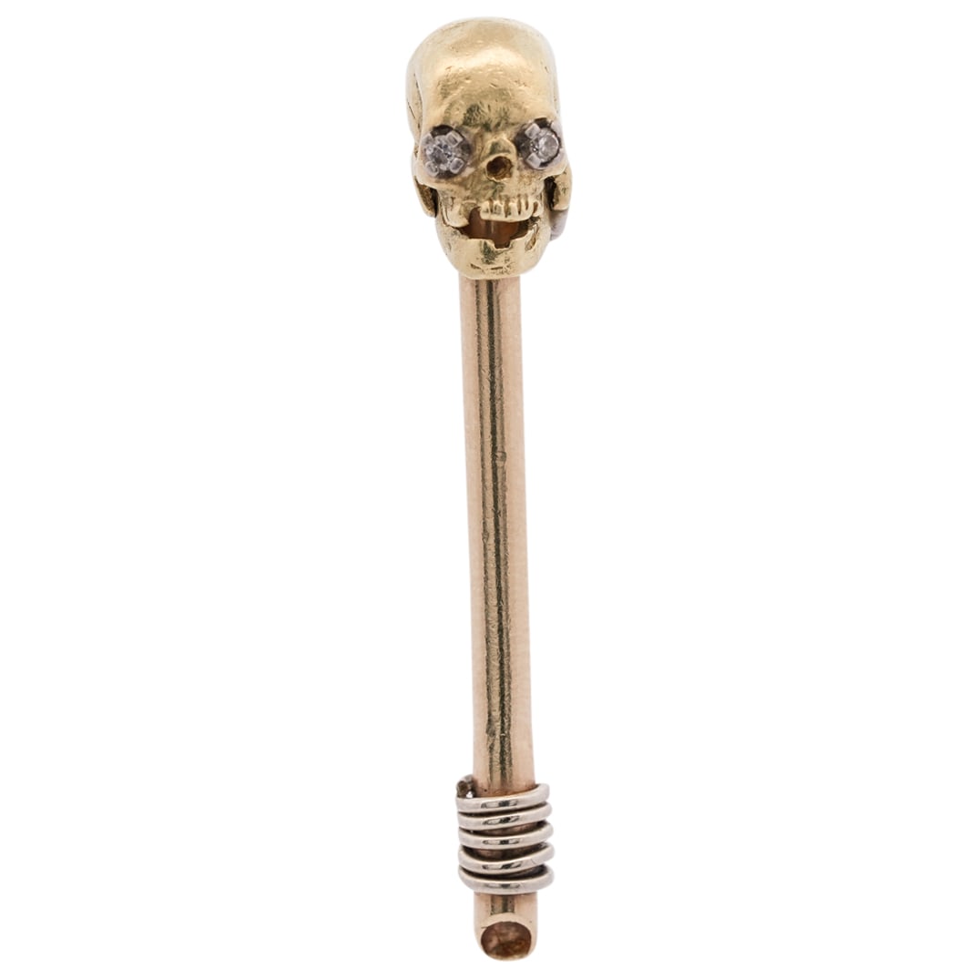 Rare Victorian 18K Gold & Diamond Memento Mori Skull Key Fob (1 of 3)