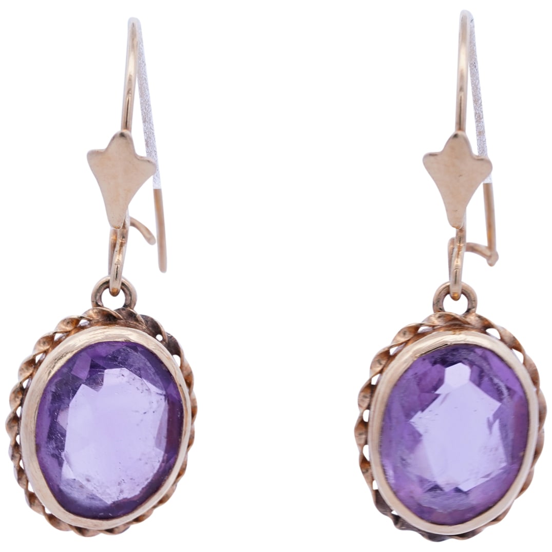 Pair Of Antique 14K Gold Amethyst Earrings (1 of 3)