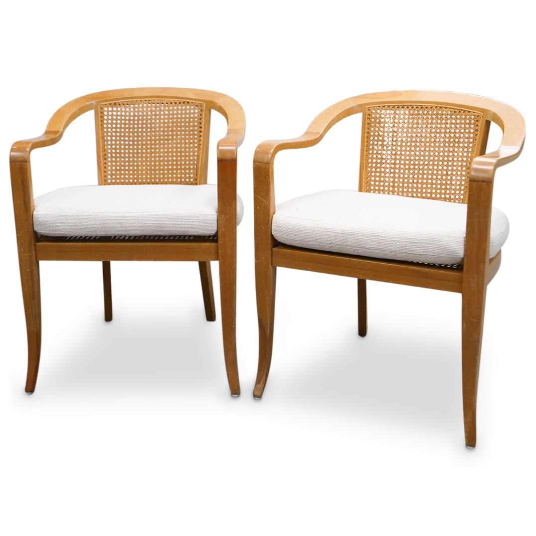 (2 Pc) Edward Wormley for Dunbar Cane Chairs (1 of 8)