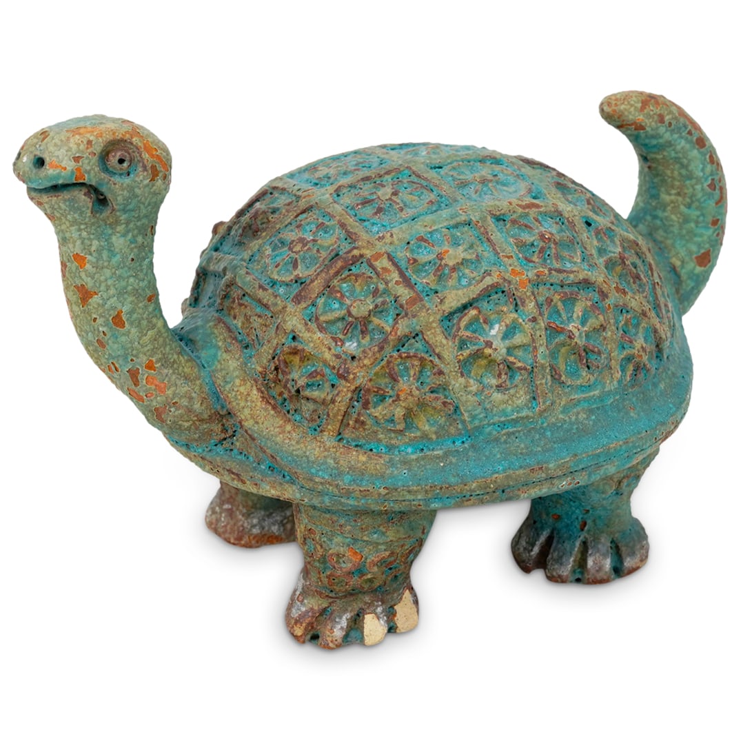 Vintage Scandinavian Terracotta Turtle Statue, Signed (1 of 7)
