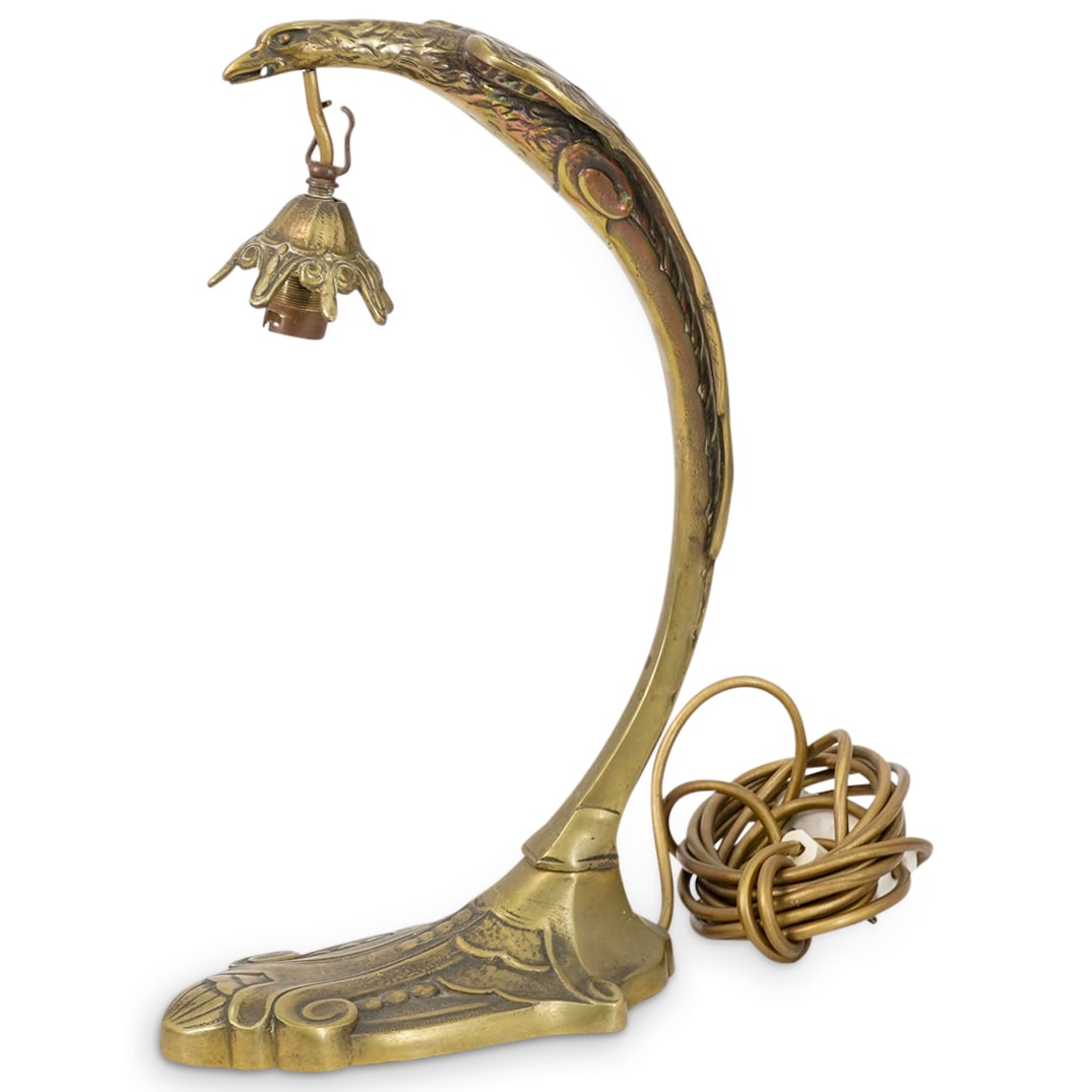 French Muller Freres Style Gilt Brass Eagle Lamp (1 of 6)