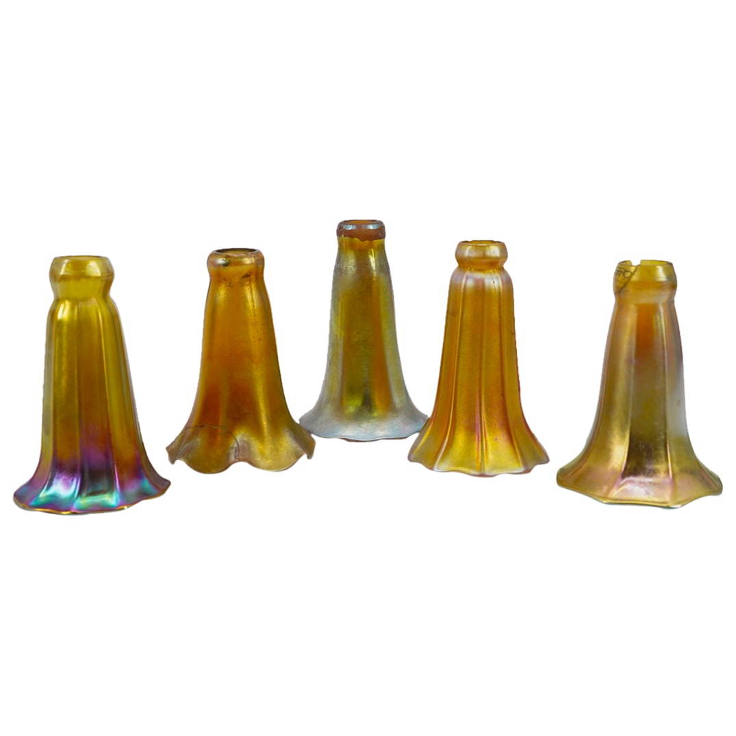 (5 Pc) Gold Aurene "Lily" Glass Lamp Shades (1 of 9)