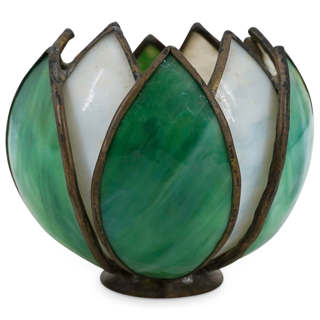 Handel Leaded Slag Glass Water Lily Lamp Shade (1 of 5)