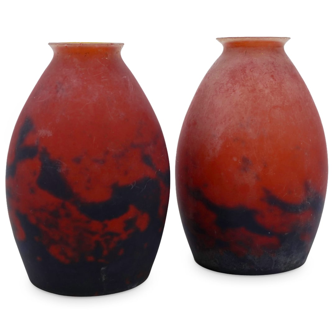 (2 Pc) Muller Fres Luneville Art Glass Shades (1 of 7)