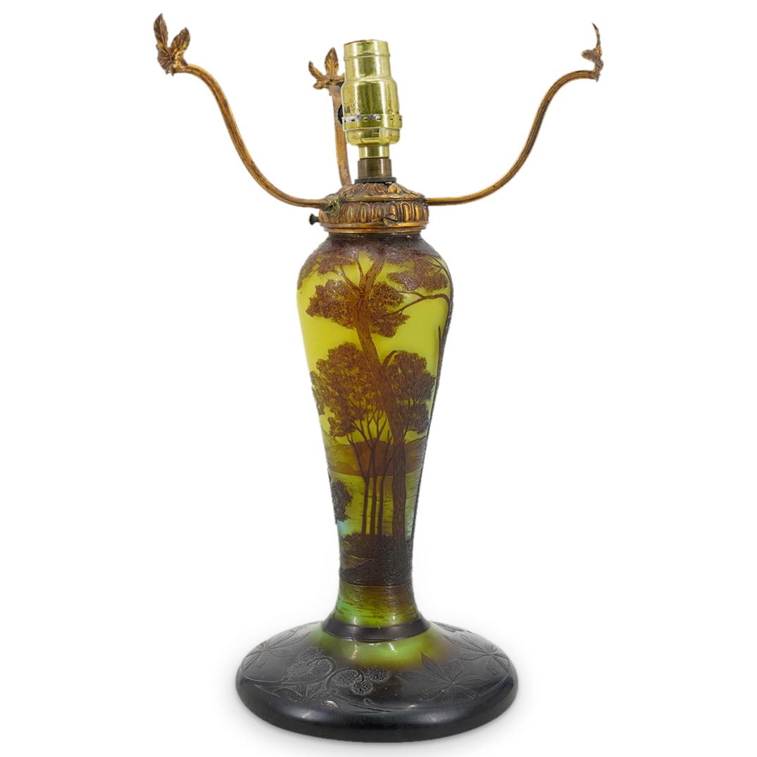 French Art Nouveau Cameo Glass Table Lamp (1 of 6)