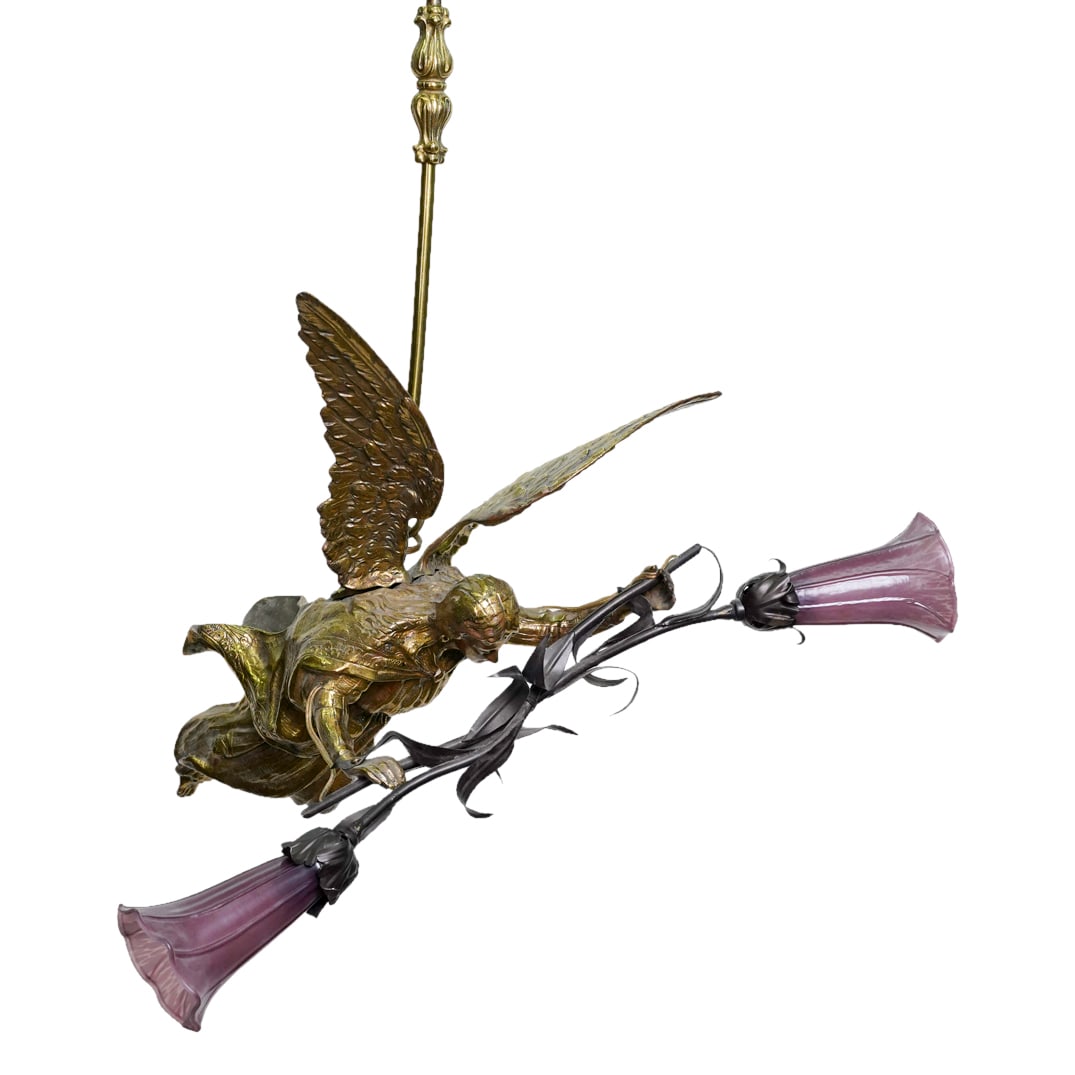 Vintage Brass Figurative Ceiling Chandelier Lamp (1 of 10)