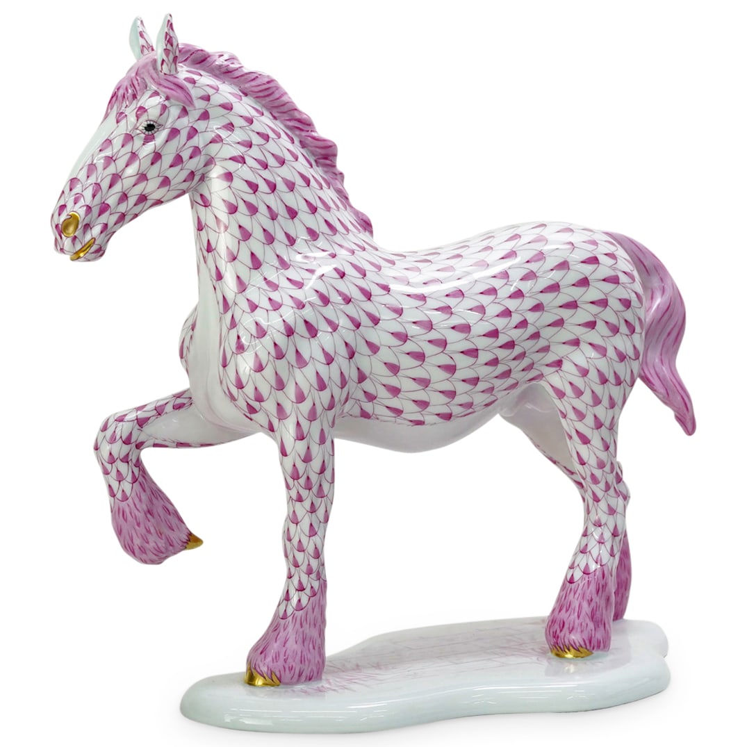 Herend Pink Fishnet Porcelain Horse (1 of 5)