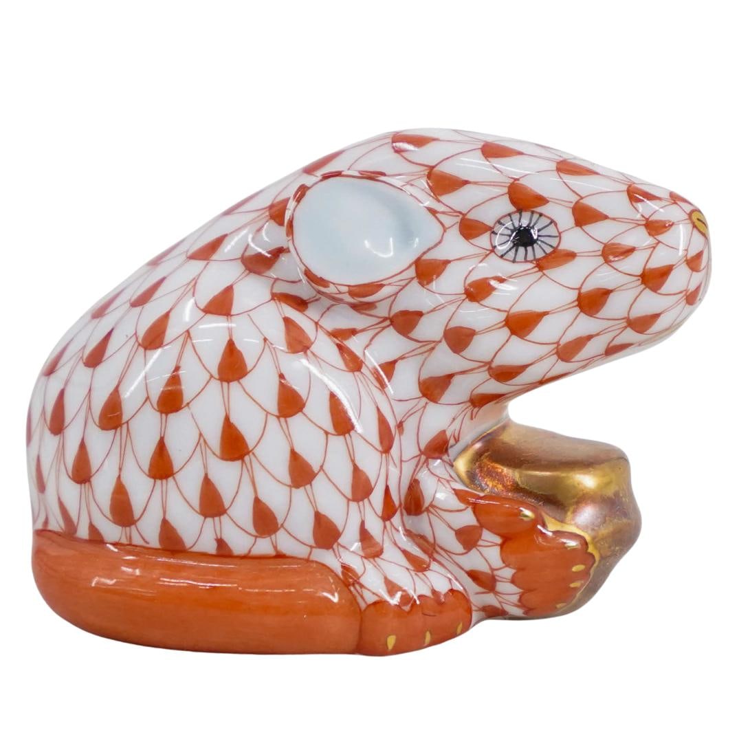 Herend Porcelain "Zodiac Mouse" Rust Fishnet Figurine (1 of 3)