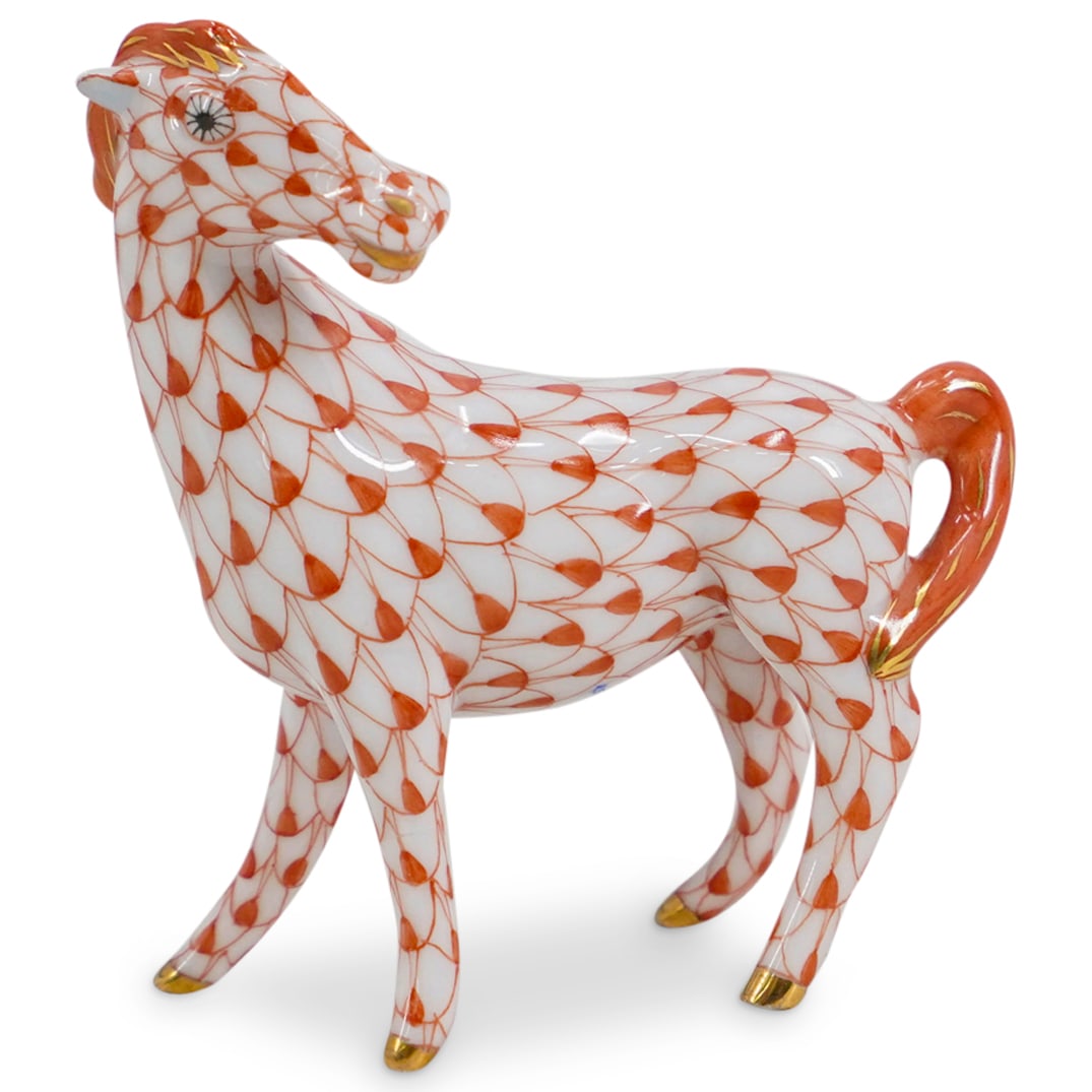 Herend Porcelain "Horse" Rust Fishnet Figurine. (1 of 3)