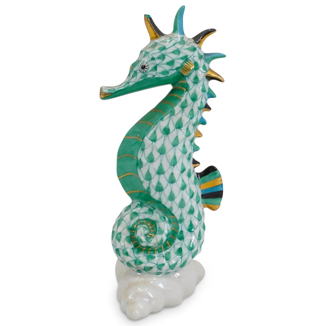 Herend Porcelain "Seahorse" Green Fishnet Figurine (1 of 4)