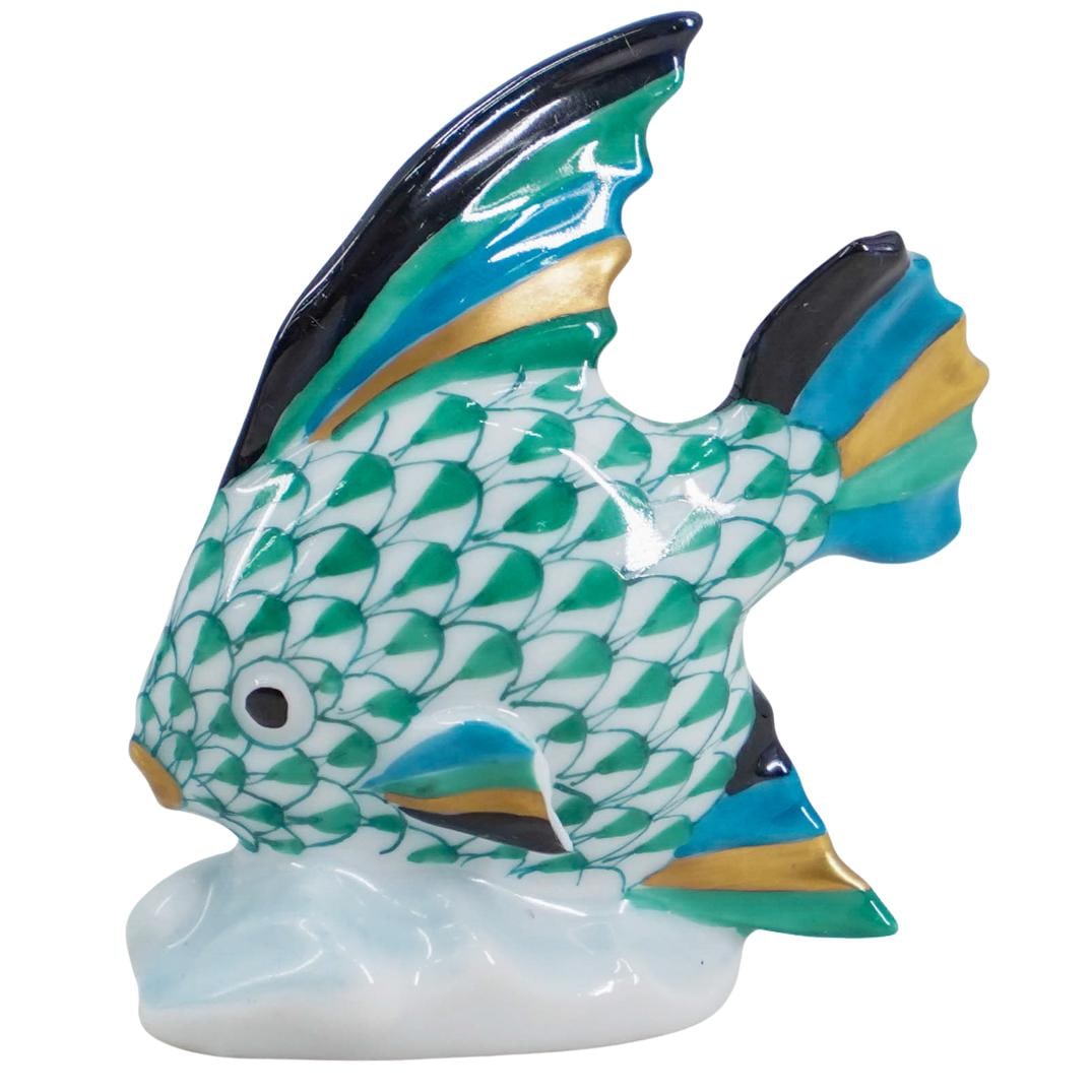 Herend Porcelain "Fish" Green Fishnet Figurine (1 of 3)