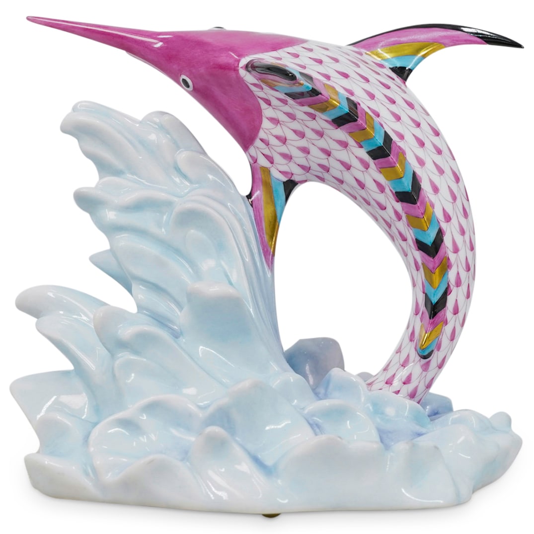 Herend Porcelain "Swordfish" Raspberry Fishnet Figurine (1 of 5)