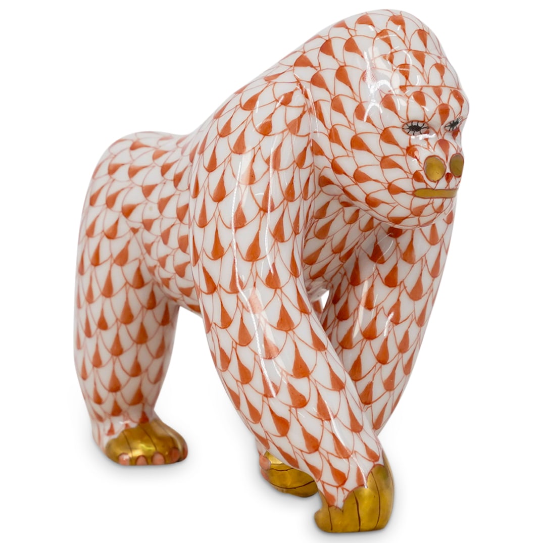 Herend Porcelain 'Gorilla' Rust Fishnet Figurine (1 of 5)