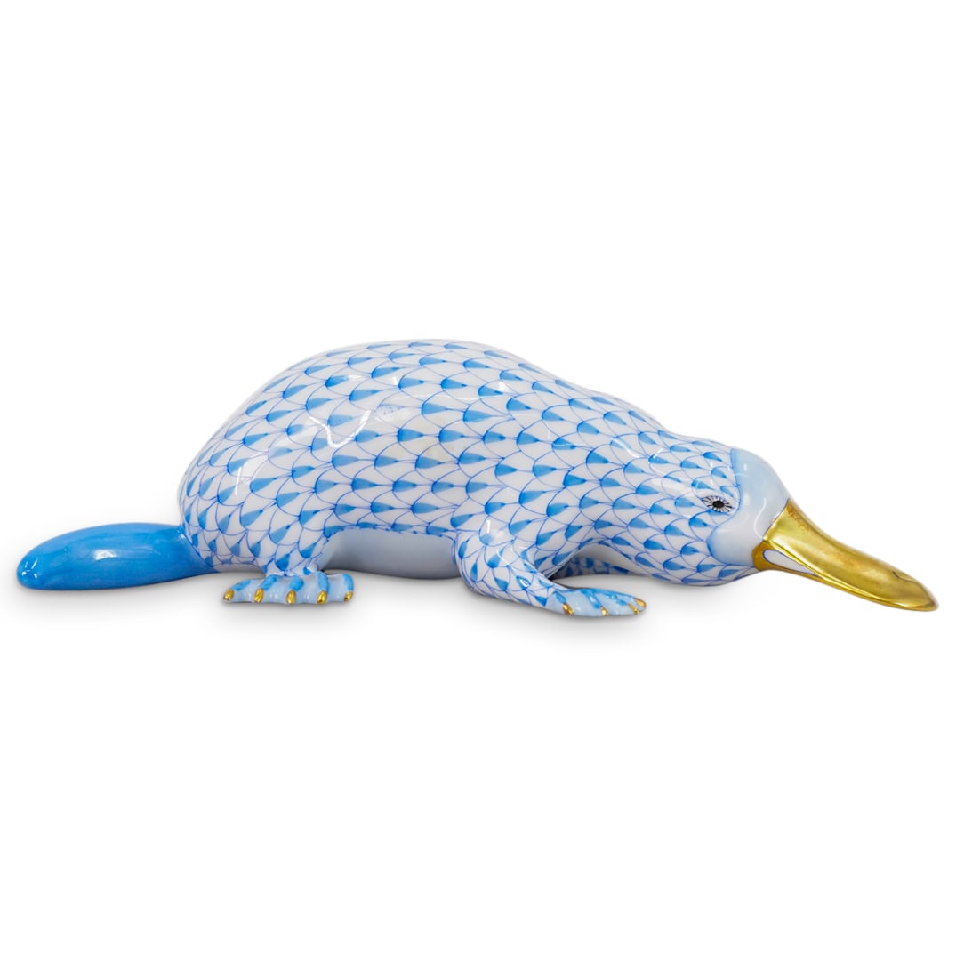 Herend Porcelain 'Duckbill' Blue Fishnet Figurine (1 of 5)
