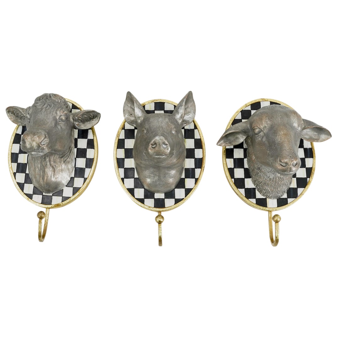 (3 Pc) Mackenzie Childs Courtly Check Wall Hooks (1 of 6)