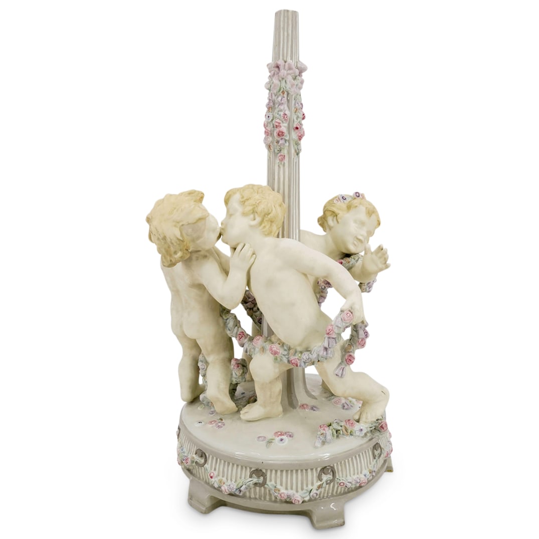 Vintage Large Porcelain Cherub Lamp (1 of 8)