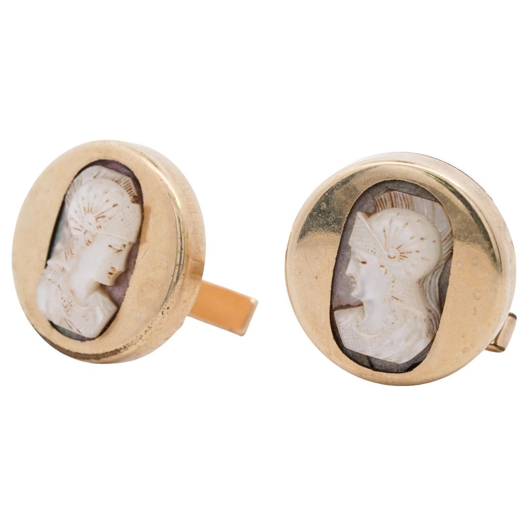 Pair Of Antique Mother Of Pearl And Gold Filled Gladiator Cufflinks (1 of 6)