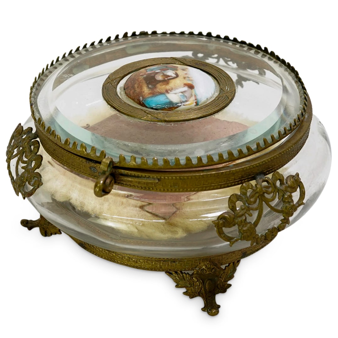 French Glass & Dore Bronze Jewelry Casket Box (1 of 7)