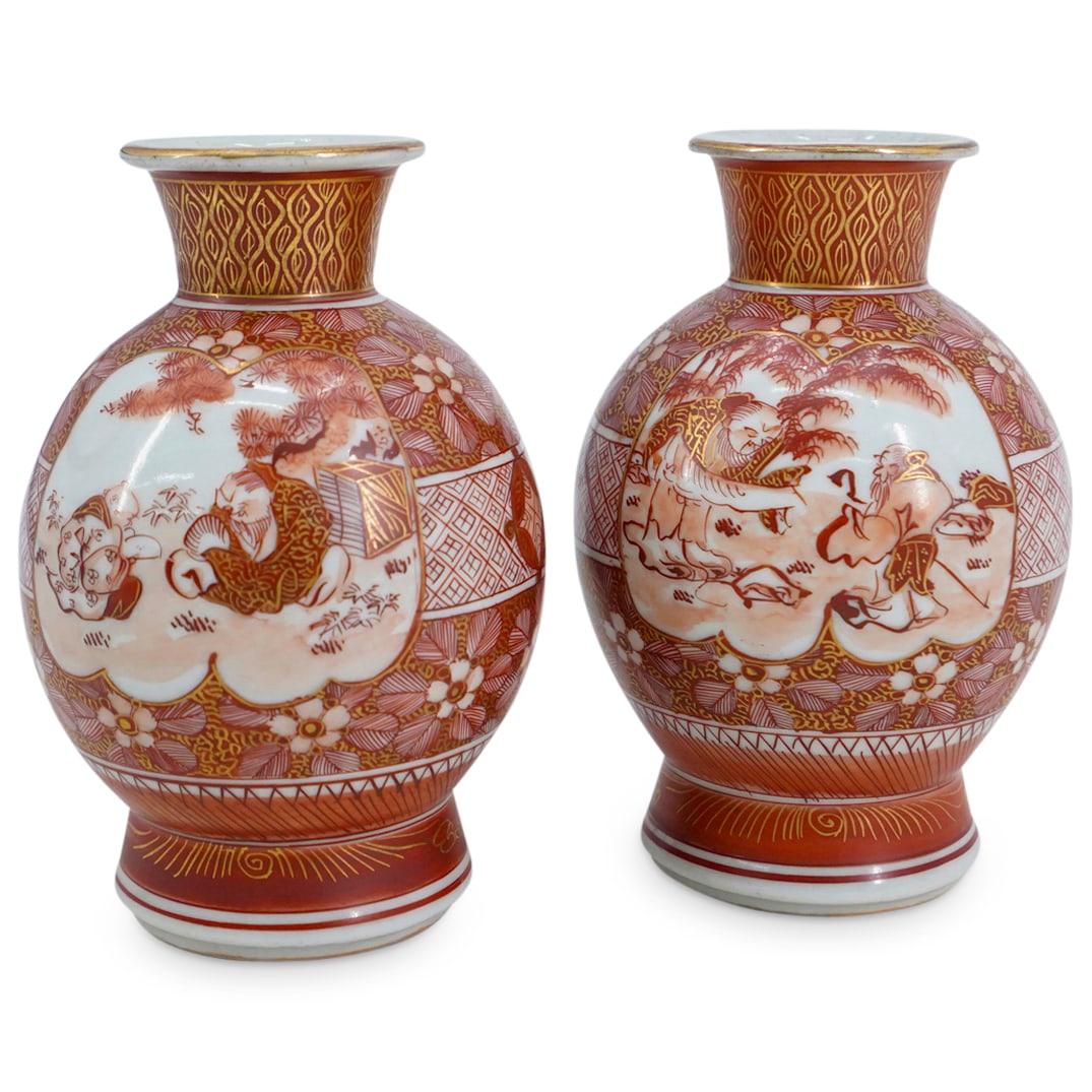 Pair Kutani Porcelain Vases (1 of 6)