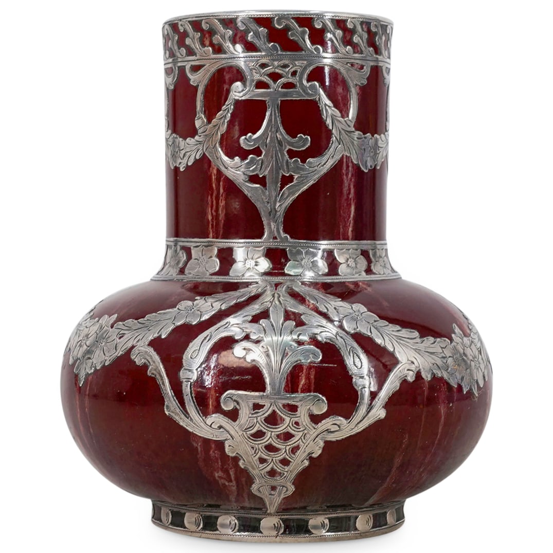 Glazed Terracotta Vase With Silver Overlay (1 of 4)